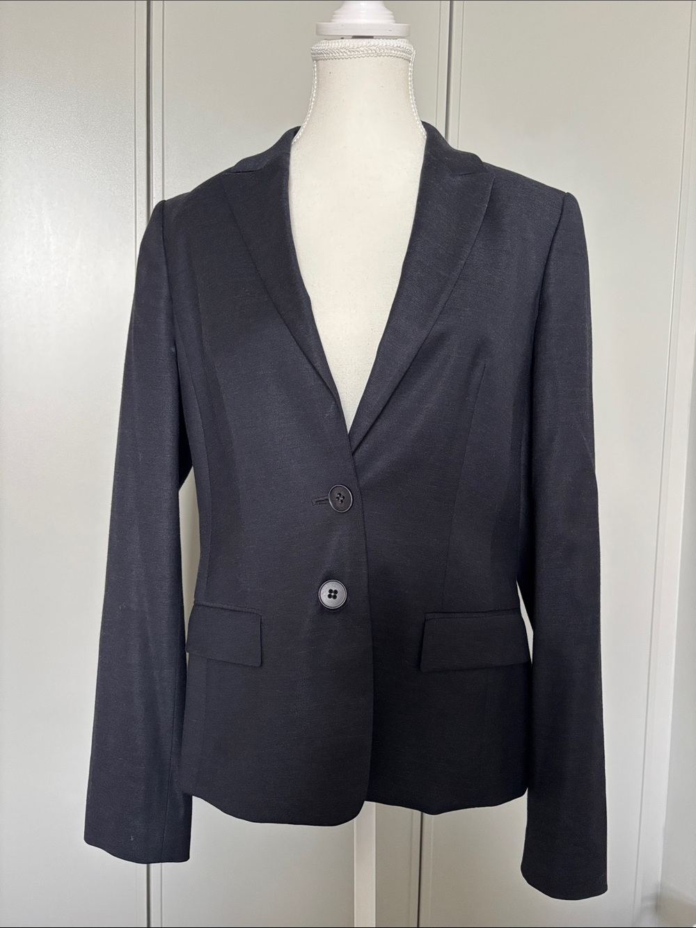 Boss Navy Blue Tailored Two-Button Blazer Wool blend